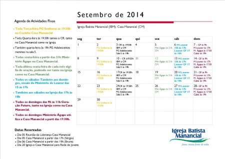 Reservas de Data para o mês de Setembro